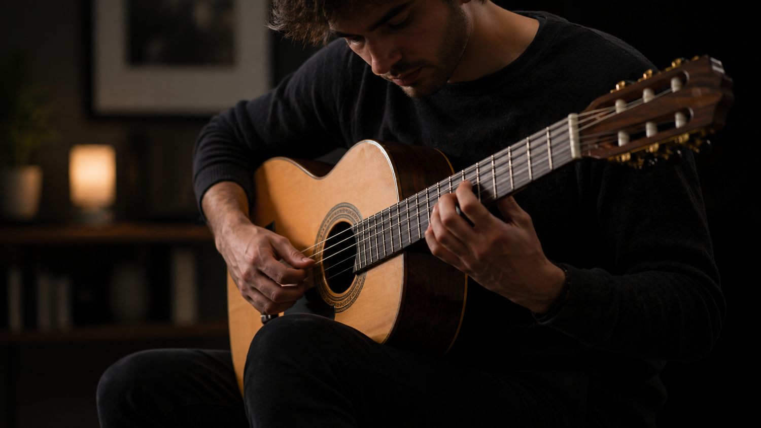 Mann spielt Gitarre